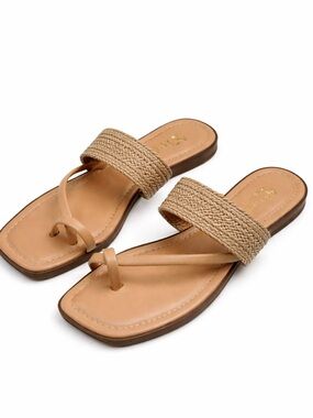Mariella Tan Braided Thong Sandals Made In Italy Women’s Size 7.5 NWT